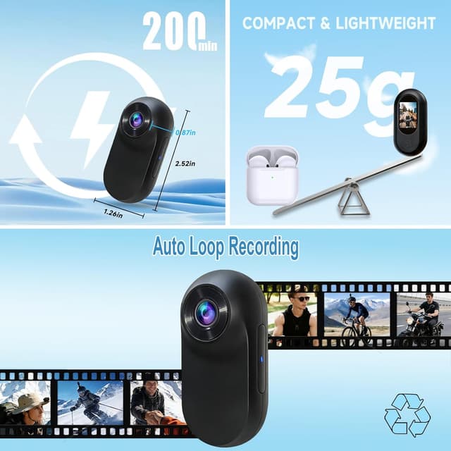 Thumbnail 6 de HOFAOUG Mini Action Cam 1 pollice 32GB