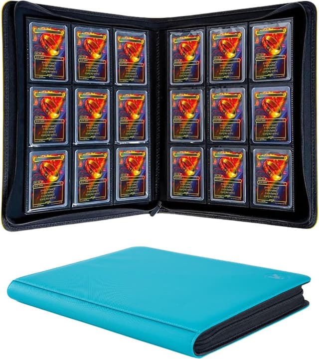 Detalle de KUOOKING Top Loader Binder (Blue) for 3" x 4" Rigid Holders — 9-Pocket Set for 288+ Top Loaders