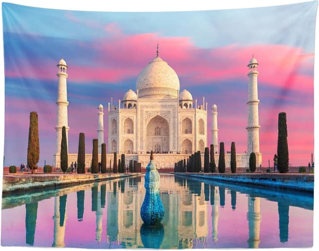 Detalle 2 de CORFOTO 7x5ft Taj Mahal Pink Cloud backdrop for wedding and photo booth setups