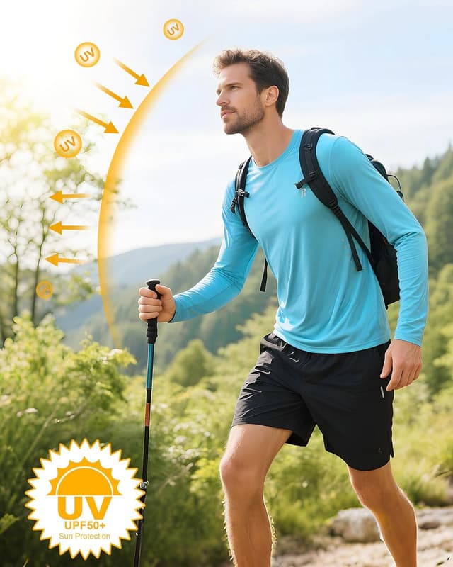 Detalle de Runhit Men’s UPF 50+ Long Sleeve Sun Protection Shirt (UPF 50+ UV Swim/Rash Guard)