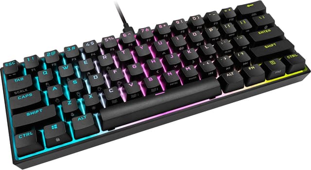 Detalle 1 de Corsair K65 RGB Mini 60% (CHERRY MX Speed) QWERTZ – mechanische Gaming-Tastatur mit AXON und PBT DoubleShot, Weiß