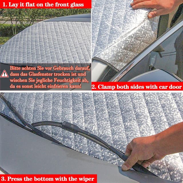 Detalle de BOOSHMall Windschutzscheibenabdeckung faltbar (150 x 100 cm) gegen Frost, Schnee, Sonne und UV