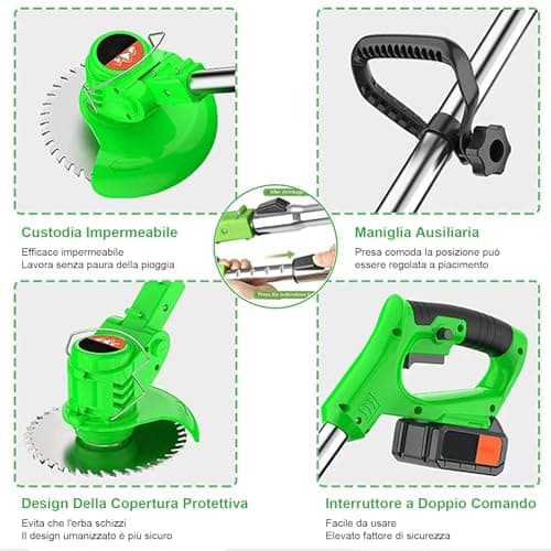 Detalle de Ginzyaiy Desbrozadora eléctrica a batería 4 en 1 con 2 baterías 21 V y cabezal giratorio 90°