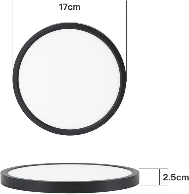 Detalle de ZMH LED-Deckenleuchte flach 2er-Set für Badezimmer & Flur, IP44, 15 W, warmweiß (Ø 18 cm)