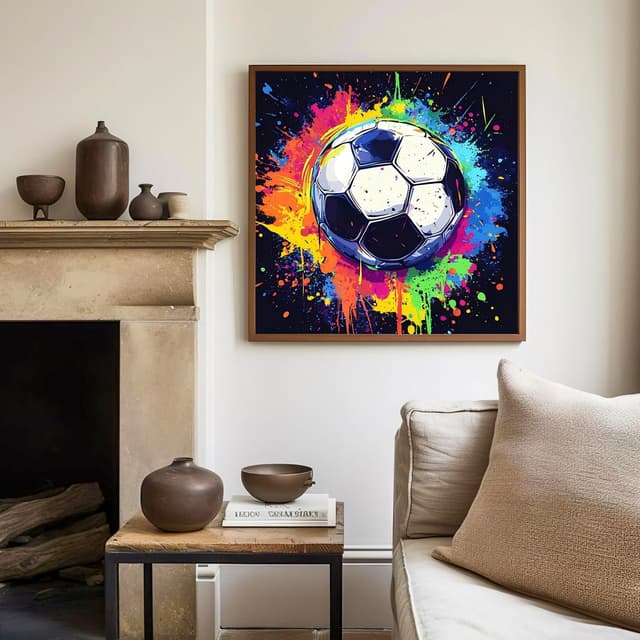 Detalle de Children’s Paint by Numbers Football Kit with Frame (7.8x7.8 inch) – DIY acrylic number painting for kids