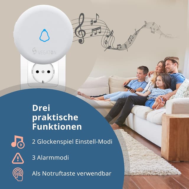 Detalle 2 de VEGATON Funkklingel mit 150 m Reichweite