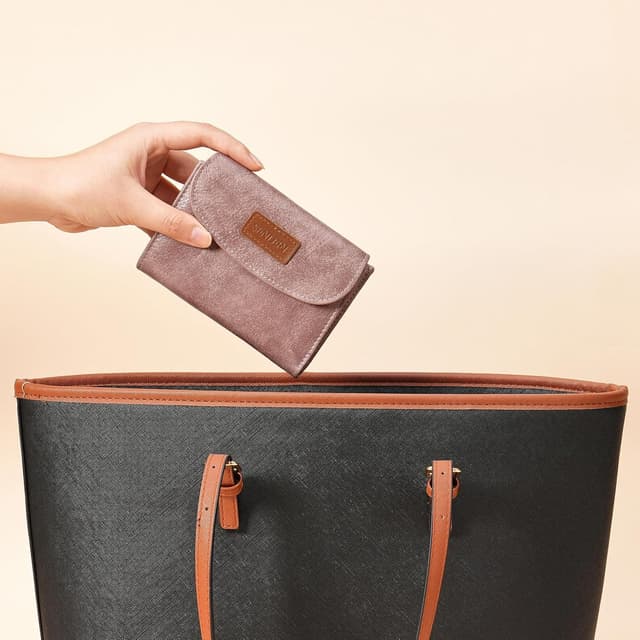 Thumbnail 6 de SENDEFN Women’s Cow Print Vegan Leather RFID Bifold Purse with Zipper Coin Pocket