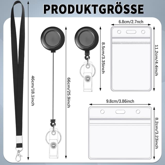 Detalle 2 de Ausweishülle mit Band Set 6er Pack 45 cm Lanyard 🎫