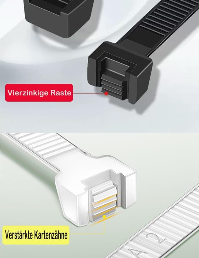 Thumbnail 3 de 200 Stück Kabelbinder Weiß Set 100/150/200/300mm