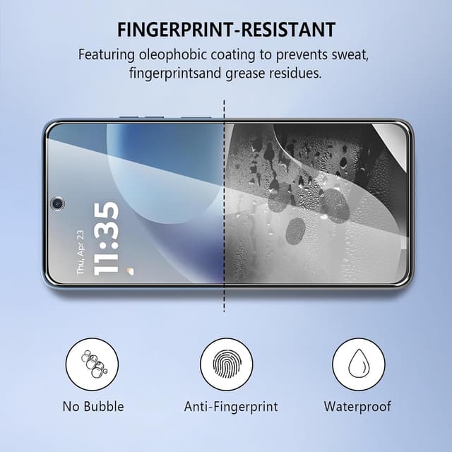 Detalle 2 de Pollachi set da 3 vetri temperati 9H per Motorola Moto G15/G15 Power e Moto G17/G17 Power con antistaglio e anti-impronte