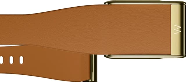 Detalle de WHOOP MG LeatherLuxe Tapered Band Braun/Gold S/M