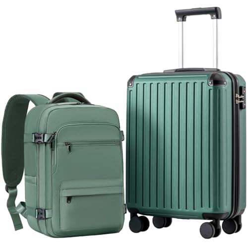 Detalle de COOLIFE set de cabina Ryanair y EasyJet (2 piezas): maleta rígida 55 x 40 x 20 cm con candado TSA y mochila de negocios