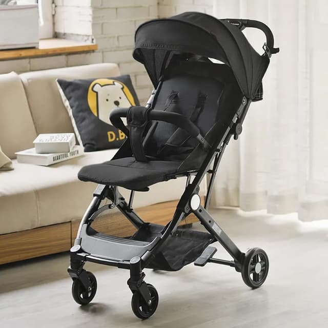 Detalle de BAKAJI Passeggino Easy ultra leggero pieghevole con chiusura facilitata e schienale reclinabile fino a 15 kg (nero)