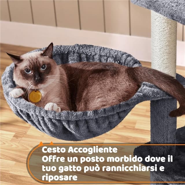 Thumbnail 6 de Yaheetech Albero Tiragraffi per Gatti Adulti con Sisal Naturale, Torre 55 x 55 x 174 cm, Grigio Scuro