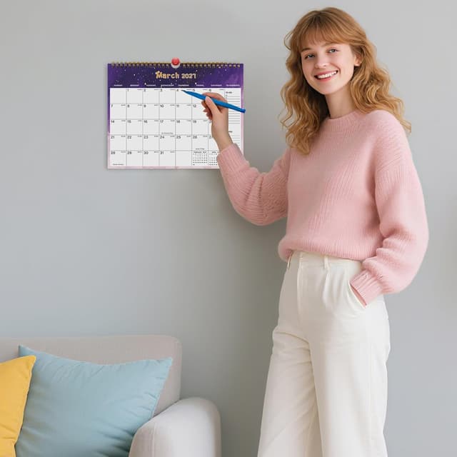 Thumbnail 5 de 2026-2027 Wall Calendar 18-Month Large Ruled Blocks 📅