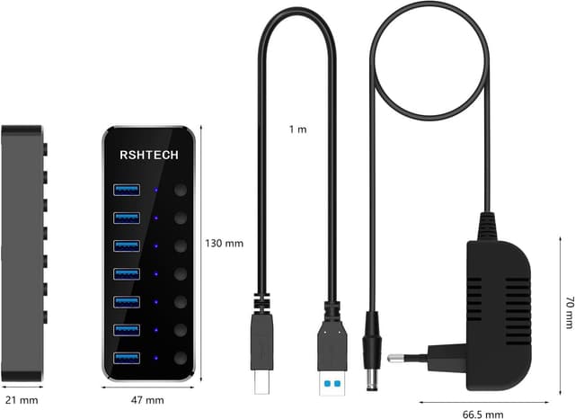 Thumbnail 5 de RSHTECH USB Hub Aktiv 3.0 7 Ports