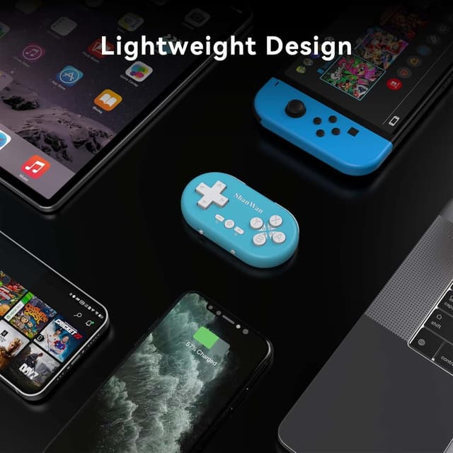 Detalle 2 de ShanWan Bluetooth-Gamepad Mini-Wireless-Controller (für Switch, Windows, Android, iOS & PS4) – Blau