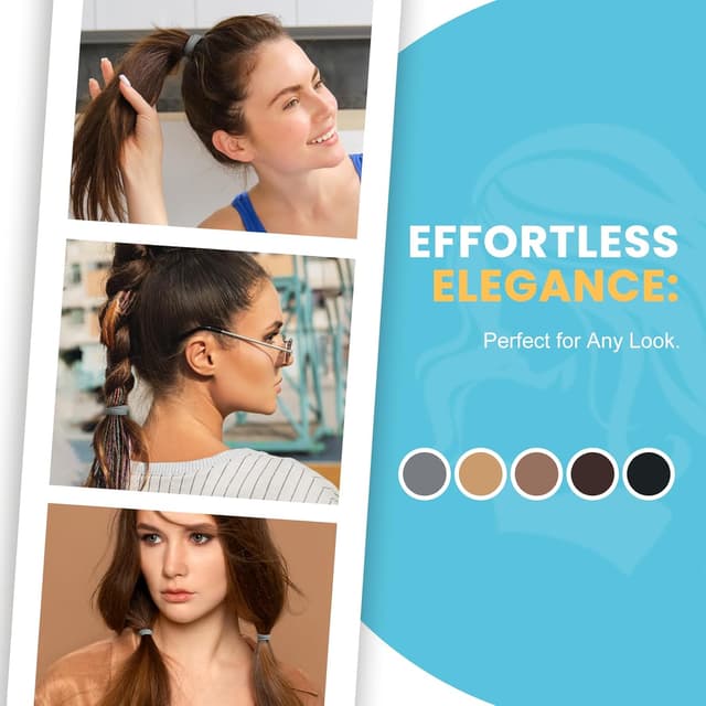 Thumbnail 6 de HOYOLS 100pcs Soft Hair Ties (Seamless, No Damage) for Women & Girls — Brunette Brown Set