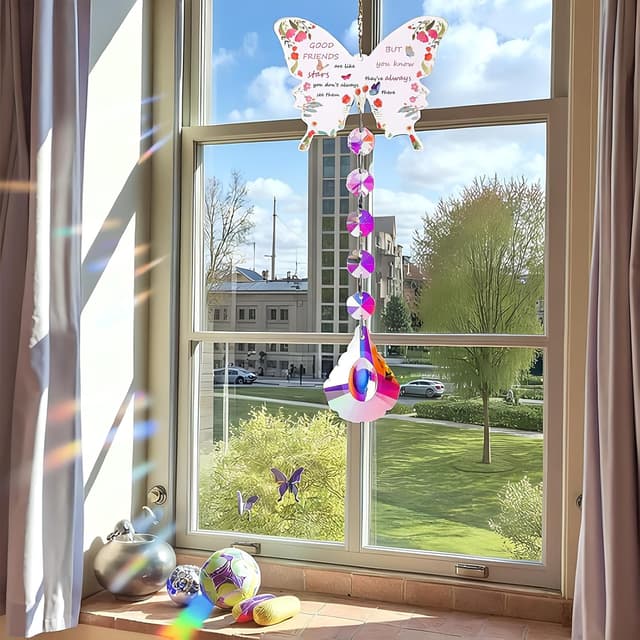 Detalle 2 de Bomesy butterfly crystal suncatcher friendship gift set with box & cards