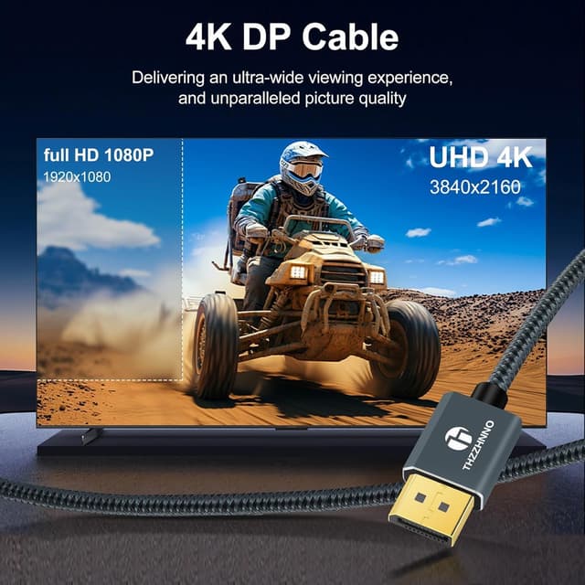 Thumbnail 3 de Thzzhnno Cable DisplayPort 90° 0.5M 8K 1.4
