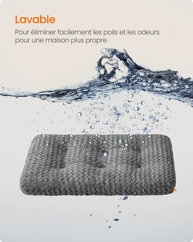 Thumbnail 6 de Panier pour chien Feandrea XXL (122 x 74 cm) en tissu peluche gris ardoise, rembourrage doux antidérapant lavable