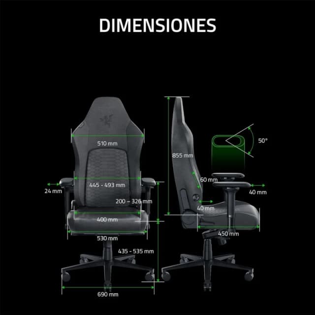 Detalle 2 de Razer Iskur V2 Gris, soporte lumbar dinámico