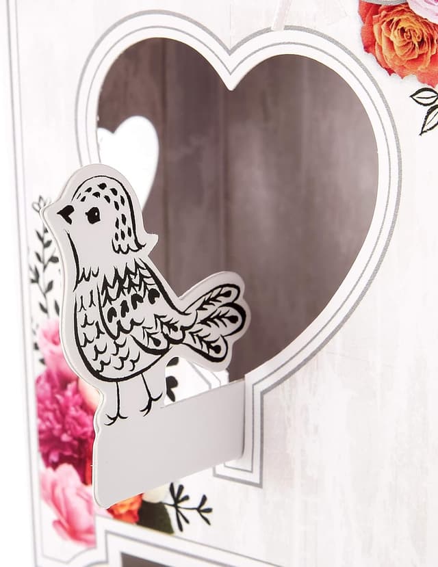 Detalle de Hallmark Mother’s Day Card for Mum – 3D & Pop-Up Birdhouse Design with Floral Patterns (White & Pink)