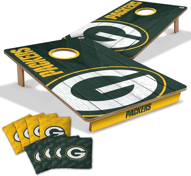Detalle de YouTheFan NFL 2’ x 3’ All-Wood Cornhole Game with Logo Bags