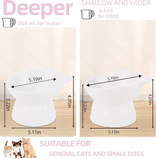 Detalle 2 de Ceramic Elevated Cat Bowls 2-piece raised set 🐱