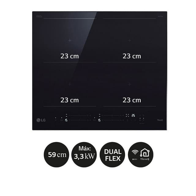 Detalle de LG CBIZ2437B Placa de inducción 4 zonas Dual Flex 59 cm negra