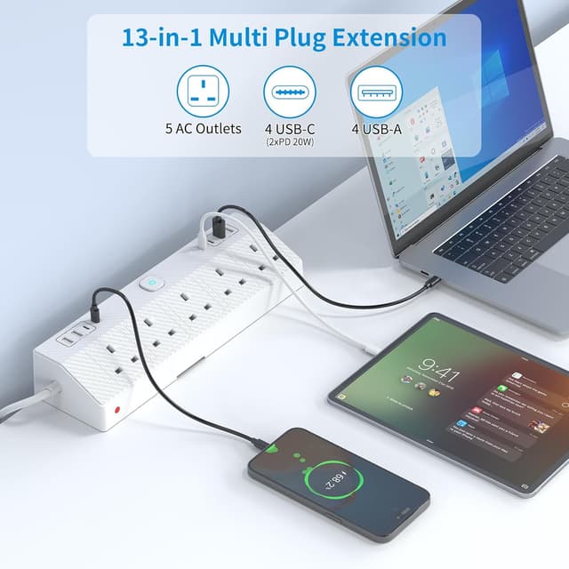 Detalle de Desk power socket 1.8m with USB-C PD