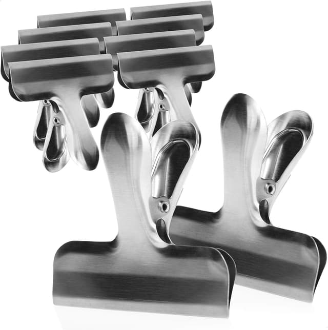 Thumbnail 6 de com-four 10-teiliges Set Verschlussklammern aus Edelstahl für Lebensmittelbeutel & Tüten (10 Stück, silberfarben)