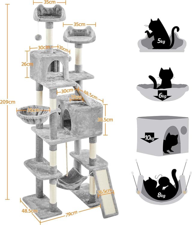 Detalle 2 de Yaheetech Katzenkratzbaum 209 cm XXL