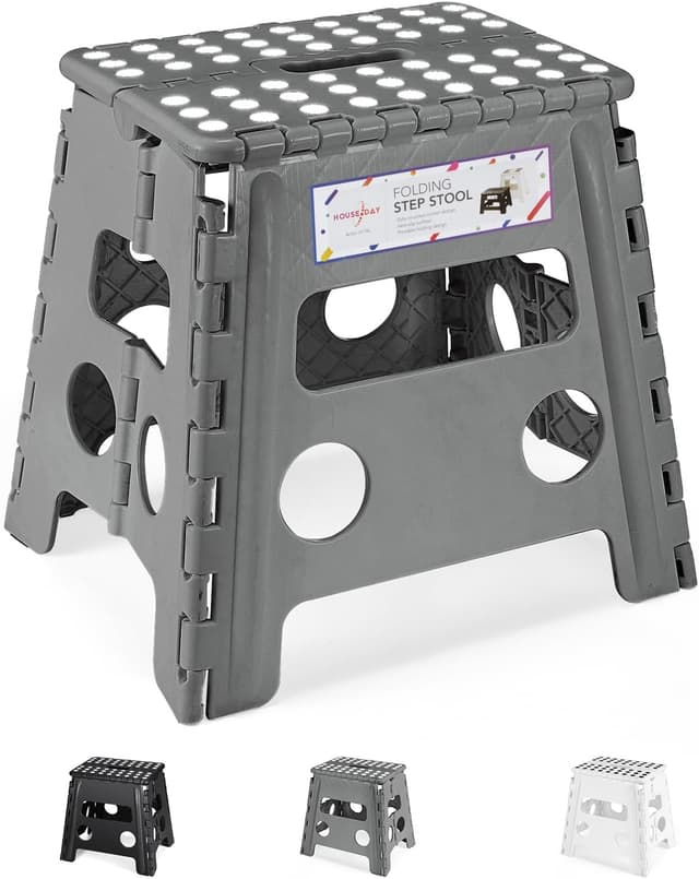 Detalle de HOUSE DAY Folding Step Stool 13 inch heavy‑duty non‑slip stool for kids 👣