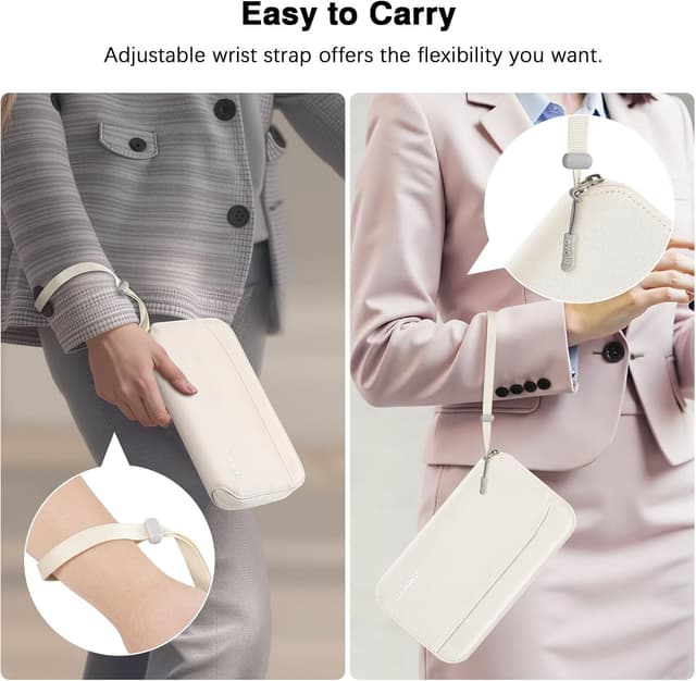 Thumbnail 4 de MoKo Family Passport Holder Travel Wallet (for 4/5 passports) with RFID blocking, wrist strap and storage for tickets, cards & cash – Beige