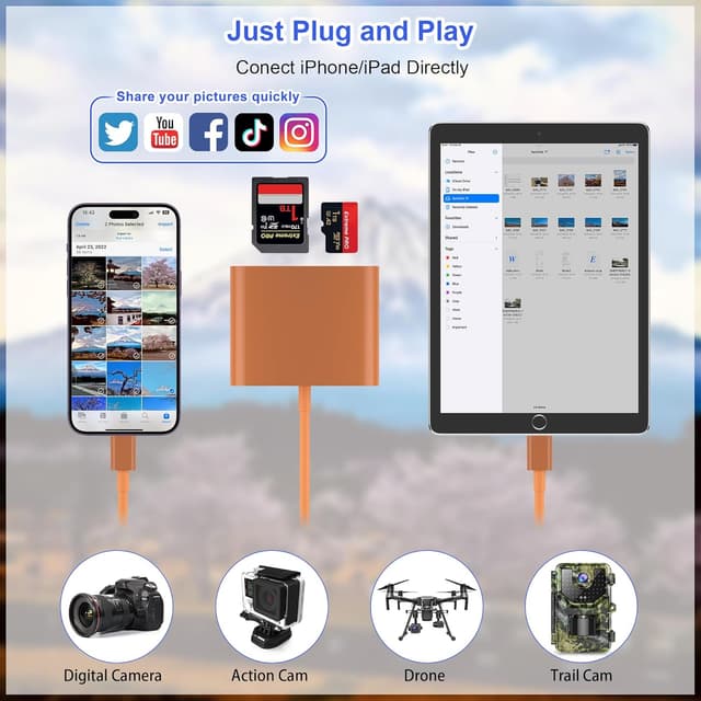 Thumbnail 2 de SD Card Reader for iPhone 2‑way Transfer