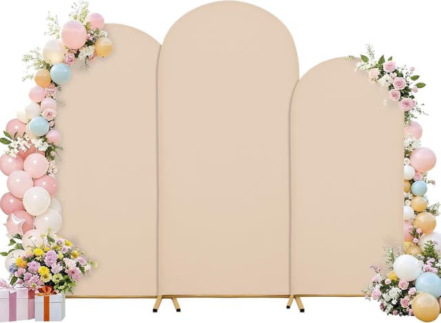 Detalle de Copertura per arco nuziale per sfondo e telaio ad arco (Beige, 6–6.6–7.2FT)