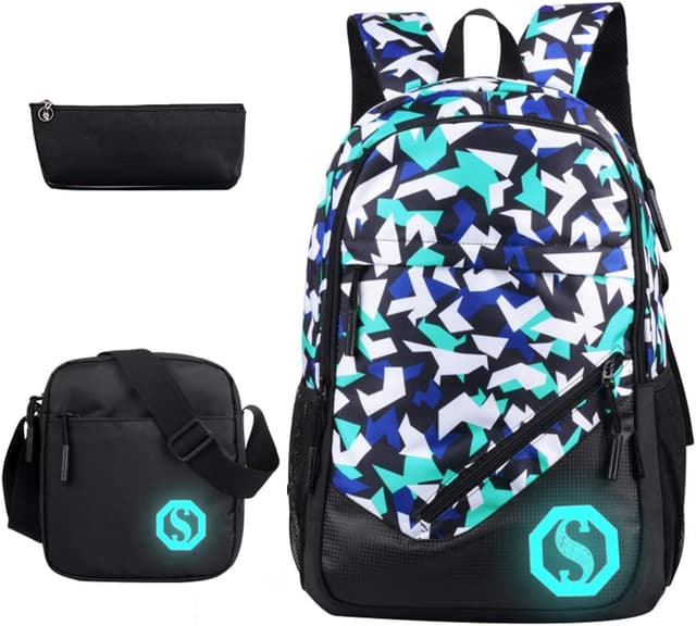 Detalle 2 de SellerFun Teenage Unisex Graffiti School Backpack with Fluorescent Mark, 20L (USB option, 14-inch laptop pocket)