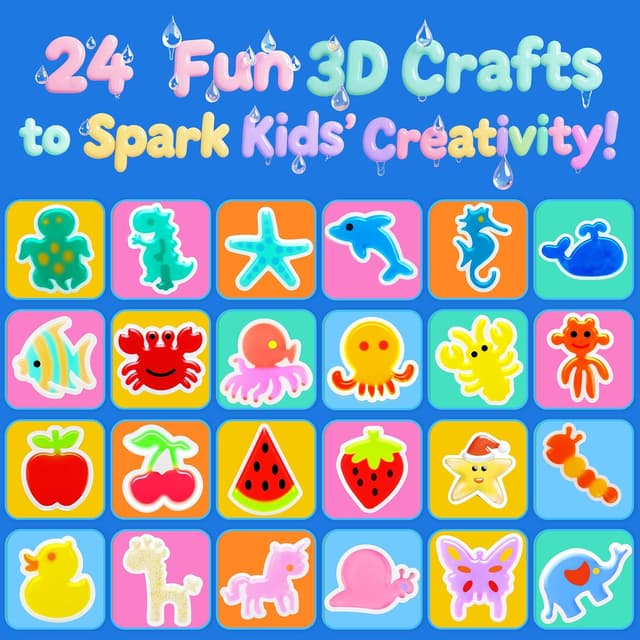 Detalle de QANIY Magic Water Elf Toy Kit (20 Gels, 24 Molds) — DIY Squishy Maker for Kids Ages 4–8