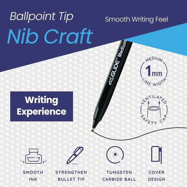 Thumbnail 6 de Eziglide 100-Pack Ballpoint Pen Set (Green) with Easy Grip – Medium Point 1.0mm