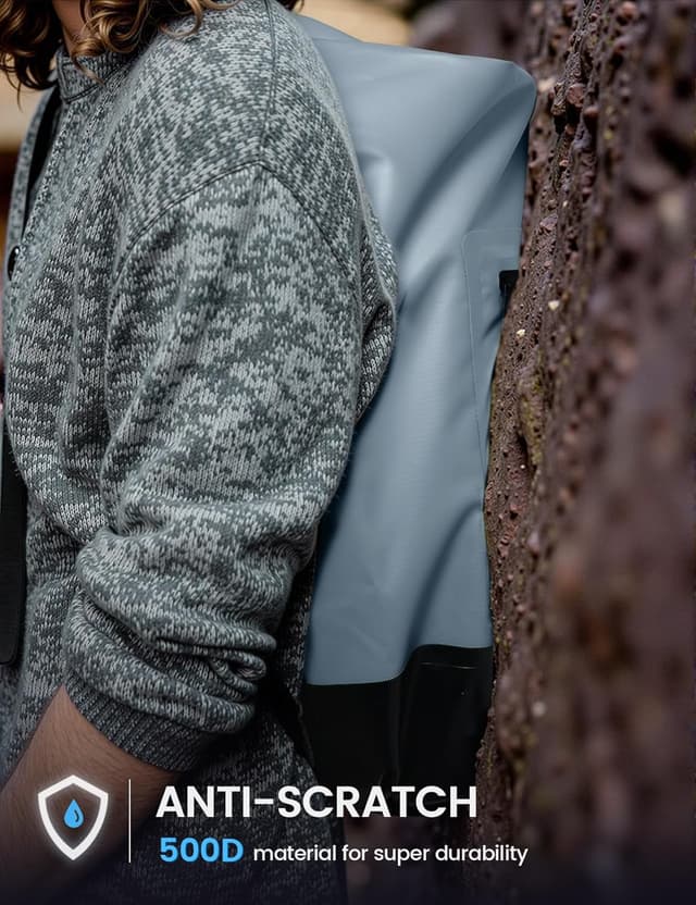 Detalle 2 de Lamicall Dry Bag Waterproof Bag with IPX8 phone pouch (20L, Grey) – PVC 500D drybag for kayaking, camping & boating