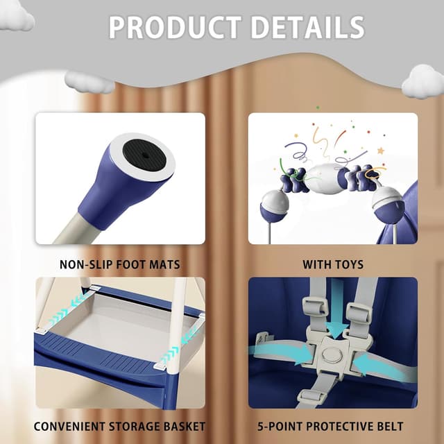 Detalle de UBRAVOO 3-in-1 Babyhochstuhl ab 6 Monaten – klappbar, umwandelbar mit doppelstöckigem Essteller