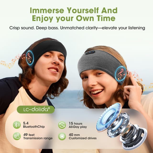 Detalle 2 de LC-dolida Sleep Headphones 15h battery