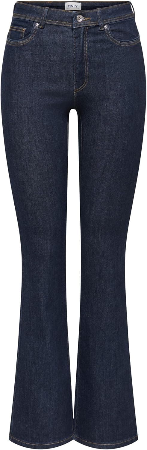 Detalle de ONLY Onlwauw Life HW Flared Rinse DNM: pantaloni a vita alta a campana da donna