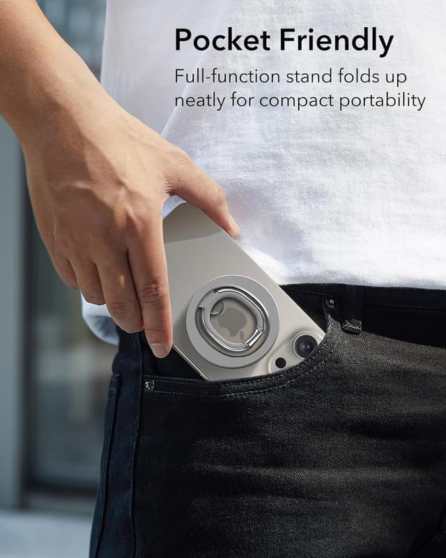 Thumbnail 6 de ESR for MagSafe Ring Holder (Natural Titanium) – 360 Rotating Dual-ring Magnetic Grip & Stand