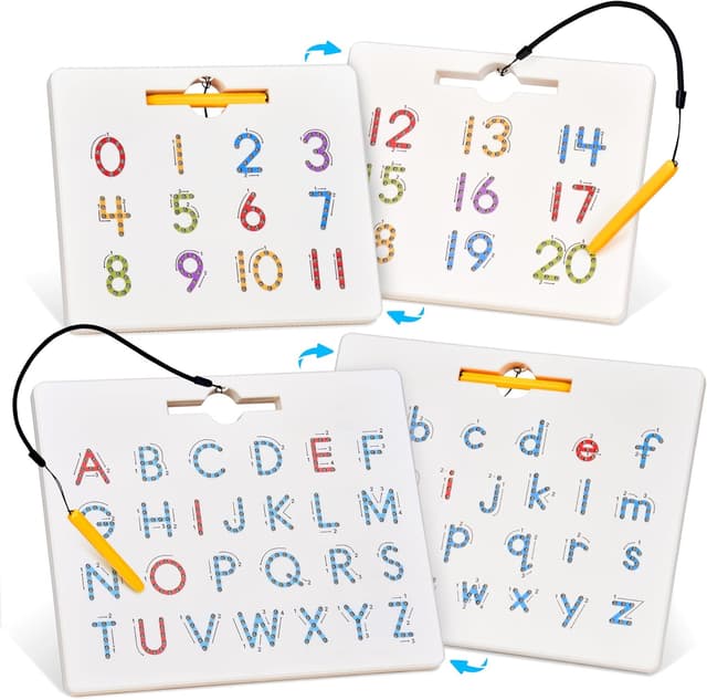 Detalle de GAMENOTE Double Sided Magnetic Letter & Number Board Set for Tracing Practice