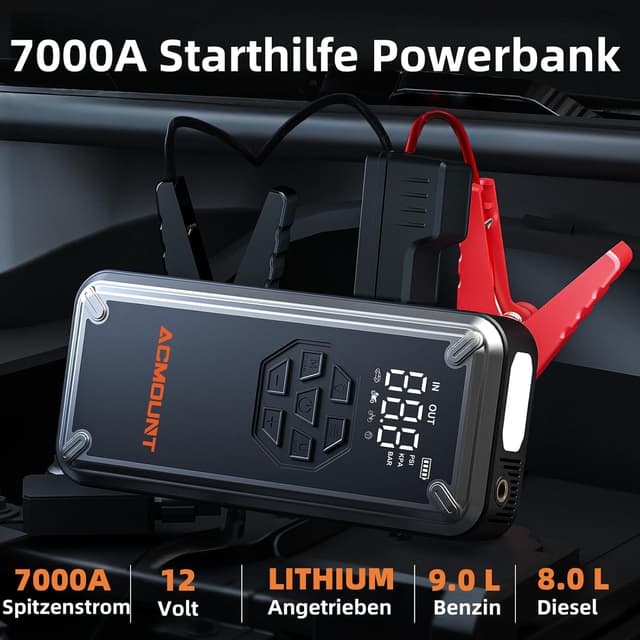 Detalle 2 de Acmount W160 Starthilfe Powerbank 7000A