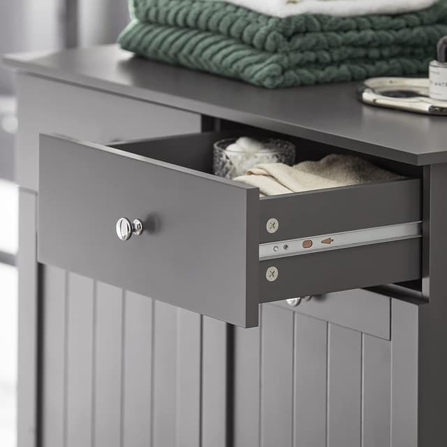 Thumbnail 6 de SoBuy meuble salle de bain avec panier à linge, 2 tiroirs et grande capacité (gris, L78 x P38 x H90 cm)