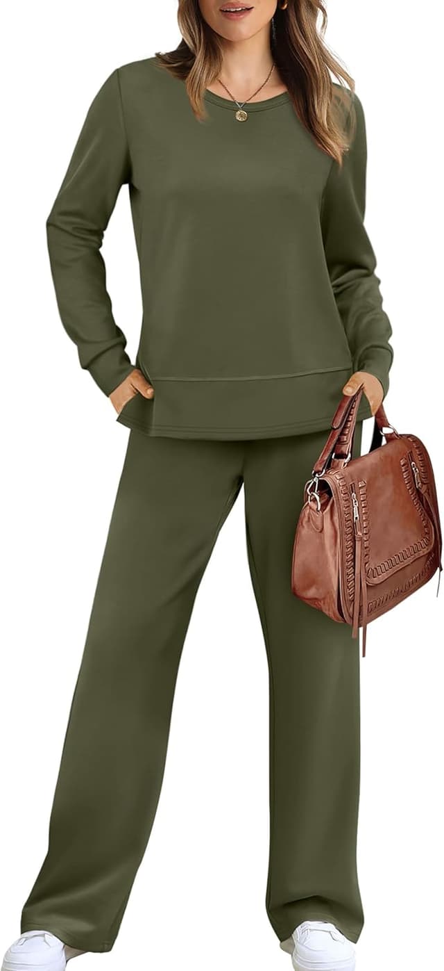 Detalle 2 de WIHOLL Women’s 2-Piece Lounge Set Sweatshirt & Wide-Leg Pants for Travel and Everyday Comfort