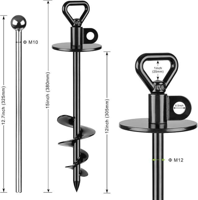 Detalle 2 de SELEWARE Dog Tie Out Stake Outdoor Anti-Rust Ground Anchor for Large Dogs up to 220 lbs